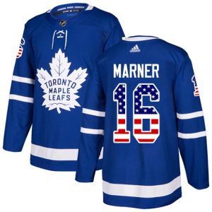 Herren Toronto Maple Leafs Eishockey Trikot Mitchell Marner #16 Authentic Königsblau USA Flag Fashion